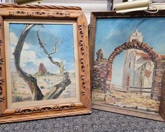 #2412 • Oil Paintings of the Old West 2 Framed Signed Paintings