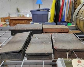 #2526 • 5 Containers with Miscellaneous Tools 4 containers metal 1 plastic