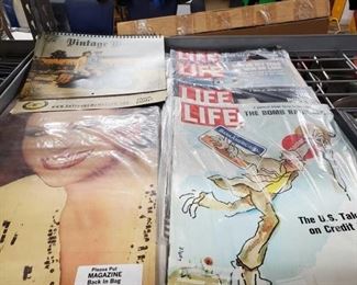 #2542 • 60's and 70's life magazine, '81 Interview with jackie collins, 2011 vintage wind calendar and TIMKEN roller bearings sales picture