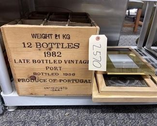 #2570 • Wooden Wine Crate picture frame and stained glass