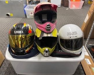 #2602 • 4 Motorcycle Helmets, 2 street bike helmets and 2 dirt bike helmets