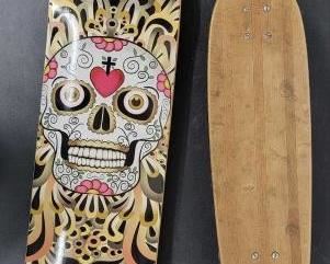 #3606 • Vintage Hobie Woody Weaver Skateboard and Wood Penny Board