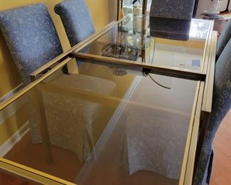 Design Institute of America Brass Dining Table - 104" Width x 42.5" L x 30" H, folds to half the width