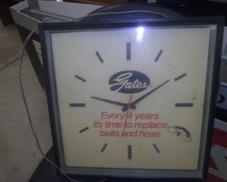 GATES BELTS & HOSES ADVERTISEMENT CLOCK