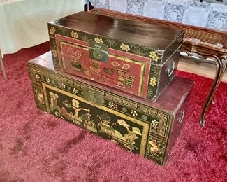 Antique Hand Painted Asian Chests