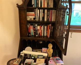 antique table and cabinet