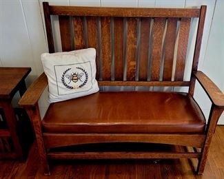 Stickey tall settle...leather seat