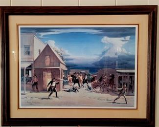 Signed and numbered Clyde Forsythe western lithograph 