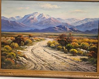 Large California desert original oil painting by John A. Conner