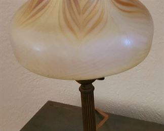 Small Handel feather shade table lamp