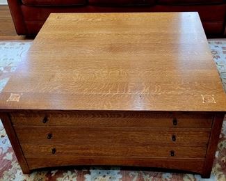 Large spool chest style Stickley coffee table