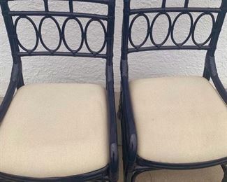 Set of 4 Bernhardt laquered rattan chairs