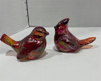 Fenton hand painted bird figurines (2)