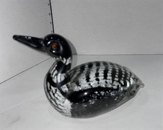 Glass common loon duck figurines 9 in long