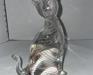 Lenox blown glass cat figurine 7 in tall