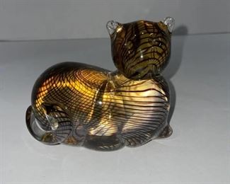 Lenox blown glass cat figurine 4 in tall