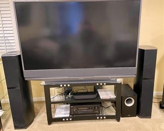 Large TV w/Speakers, TV Stand