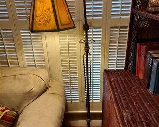 Antique 1920s Ornate Cast Iron Bridge Arm Floor Lamp with Claw Foot Base, Art Deco, Goth Lighting Floor