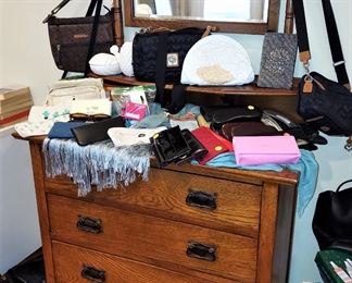 Antique Oak Chest With Beveled Mounted Mirror