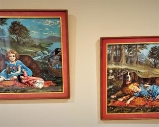 Antique St. Bernard and the little Girl in Blue mystery where hr doll 