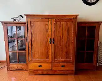 THREE PIECE MISSION STYLE ENTERTAINMENT CABINET