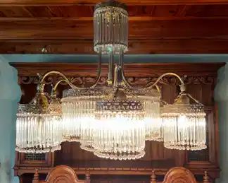 ANTIQUE LONG CRYSTAL CHANDELIER