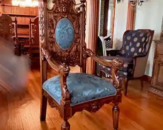 PAIR ANTIQUE THRONE CHAIRS