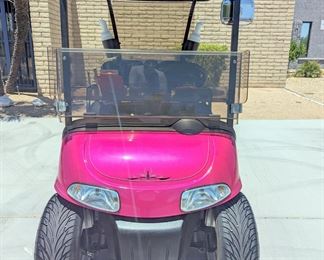 Hot pink custom golf cart