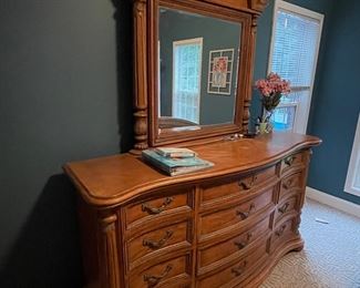 Solid wood dresser with mirror 