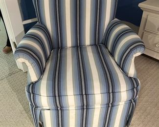 Pair of blue white upholstered chairs