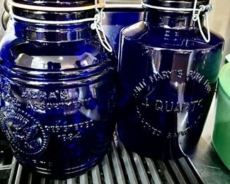Cobalt blue quart jars