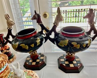 Pair of House of Hatten Rabbit planters