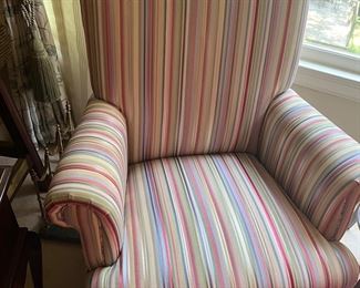 Striped upholstered chair
