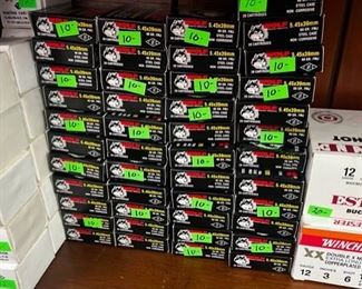 Lots of ammo including 22LR, 22 WMR	, 357 SIG,
204 CAL, 22 MAG, 7.62 CAL, 5.45x39, 7.9MM, 				
5.45 YUGO (UNOPENED), 20 GAUGE, 17 HMR				12 GAUGE (BUCK, MAG)
7.5 mm	357 MAG
