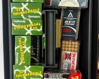 Lots of ammo including 22LR, 22 WMR	, 357 SIG,
204 CAL, 22 MAG, 7.62 CAL, 5.45x39, 7.9MM, 				
5.45 YUGO (UNOPENED), 20 GAUGE, 17 HMR				12 GAUGE (BUCK, MAG)
