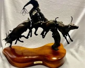 Large bronze, "Over the Edge", by Lisa Perry