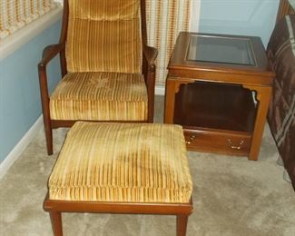 Mid century modern chair and ottoman