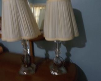 Pair vintage glass lamps
