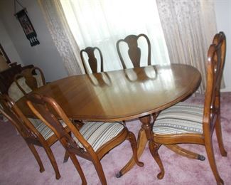 2nd antique dining table, 6 chairs, 1 needing repair