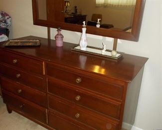 Matching Willett cherry mid century modern dresser and mirror