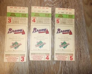 1991 world series games 3,4, and 5 ticket stubs