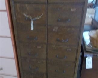 12 drawer metal McCalls antique pattern cabinet looks like wood