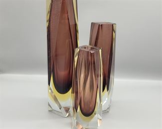 Murano Glass Sommerso Vases