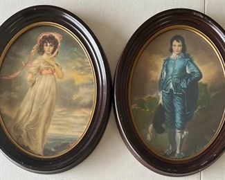 (2) Oval Framed Victorian Prints - The Blue Boy By Thomas Gainsborough & Pinkie By Thomas Lawrence 