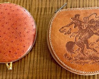 Avestruz Argentina Ostrich Leather Compact & RARE Lady Vanity Leather Zipper Compact Horse Rider Till Gooday