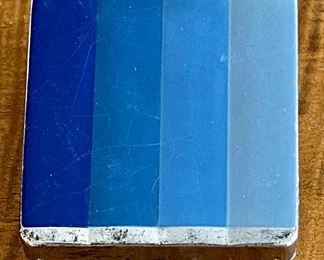 Art Deco Dorothy Gray Blue Stripped Double Compact With Both Puffs And Mirror 