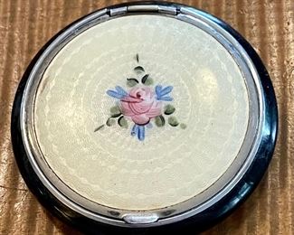 Vintage Evans Mayfair Powder And Rouge Enamel Flower Compact 