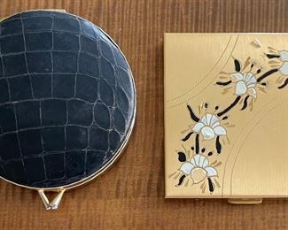 Pilcher Gold Plated Powder Compact And An Argentina Alligator Compact