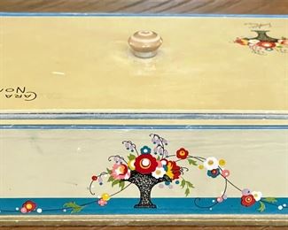 Large Cara Nome Langlois Inc. Boston, Antique Paper Dresser Box With Bakelite Knob 