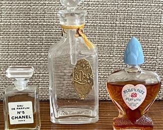 3 Perfume Bottles - Miniature Chanel No 5 Paris  - Blue Waltz - LaDore Antique Perfume With Dauber